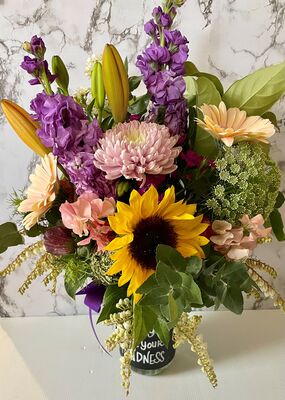 Flower Jar with personalised blackboard