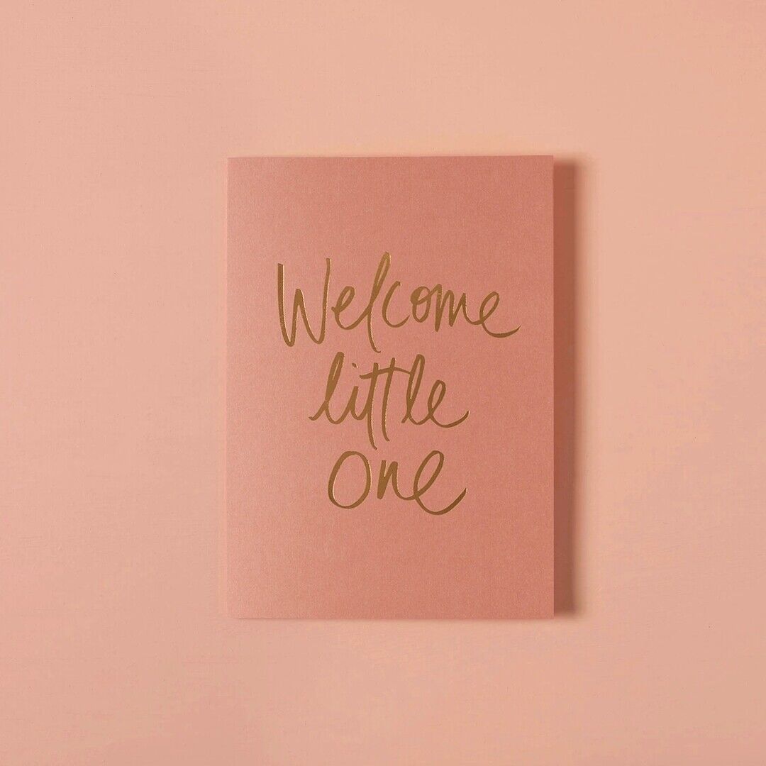 Deluxe Greeting Card - Welcome Little One Pink